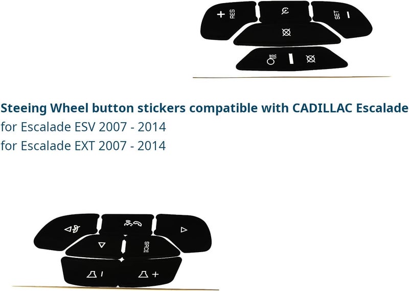 AtticZone Steeing Wheel Dash Button Repair Kit Stickers Decals Compatible with Cadillac Escalade ESV EXT 2007 2008-2014 - Image 2